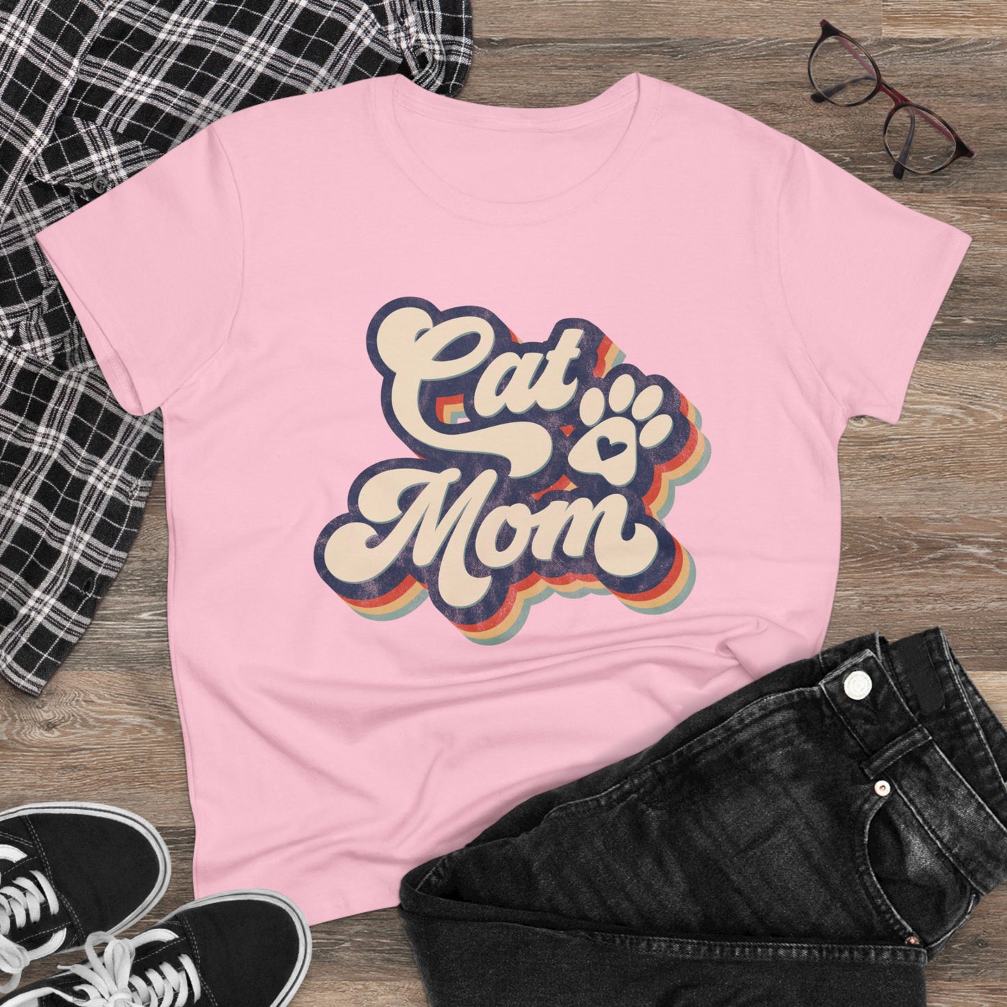 Cat Mom Women's Midweight Cotton Tee