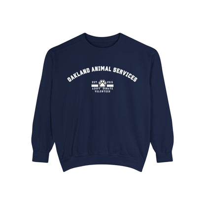 OAS Varsity Unisex Garment-Dyed Sweatshirt - Oakland Animal Services Charity Apparel