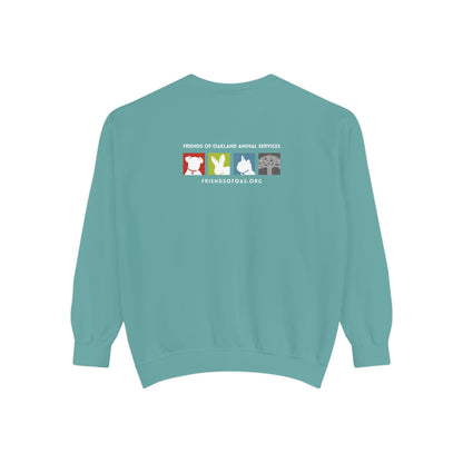 OAS Varsity Unisex Garment-Dyed Sweatshirt - Oakland Animal Services Charity Apparel