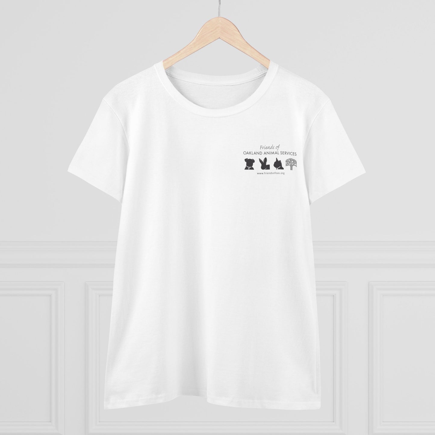 Helping Paw - Back Printed Women's Midweight Cotton Tee - Foster Adopt Donate Paw Print Tee