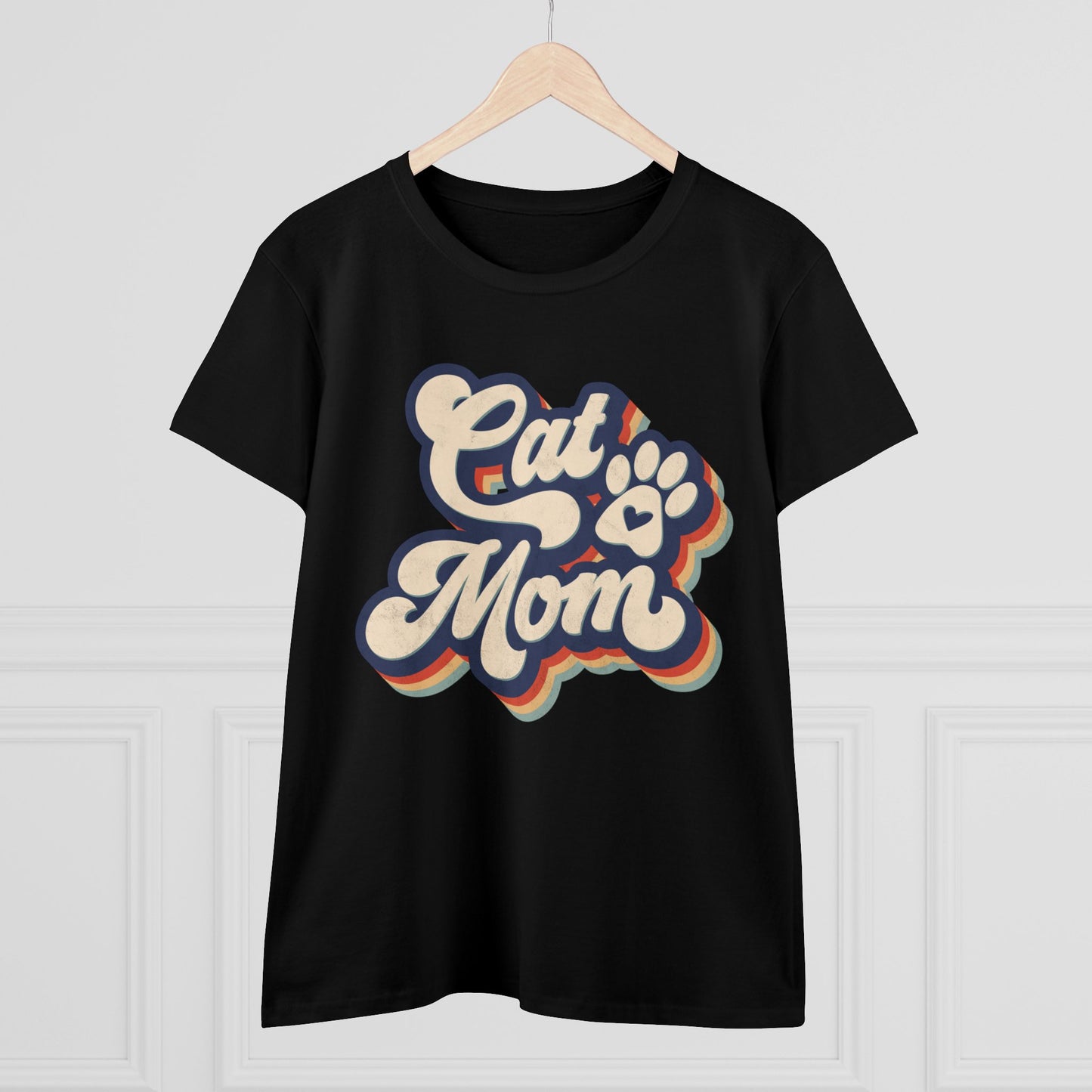 Cat Mom Women's Midweight Cotton Tee