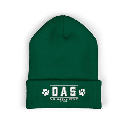 OAS Custom Embroidered Classic Cuffed Beanie - Bright Yellow Paw Print Design