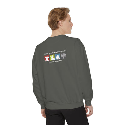 OAS Varsity Unisex Garment-Dyed Sweatshirt - Oakland Animal Services Charity Apparel