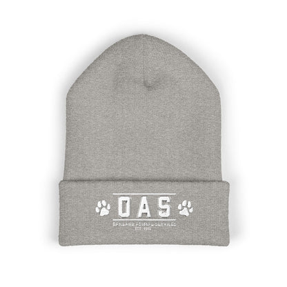 OAS Custom Embroidered Classic Cuffed Beanie - Bright Yellow Paw Print Design