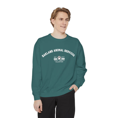 OAS Varsity Unisex Garment-Dyed Sweatshirt - Oakland Animal Services Charity Apparel