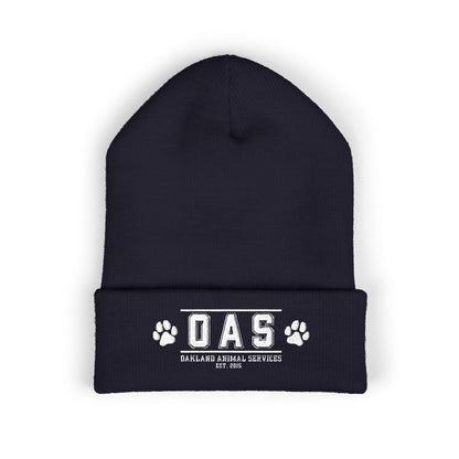 OAS Custom Embroidered Classic Cuffed Beanie - Bright Yellow Paw Print Design
