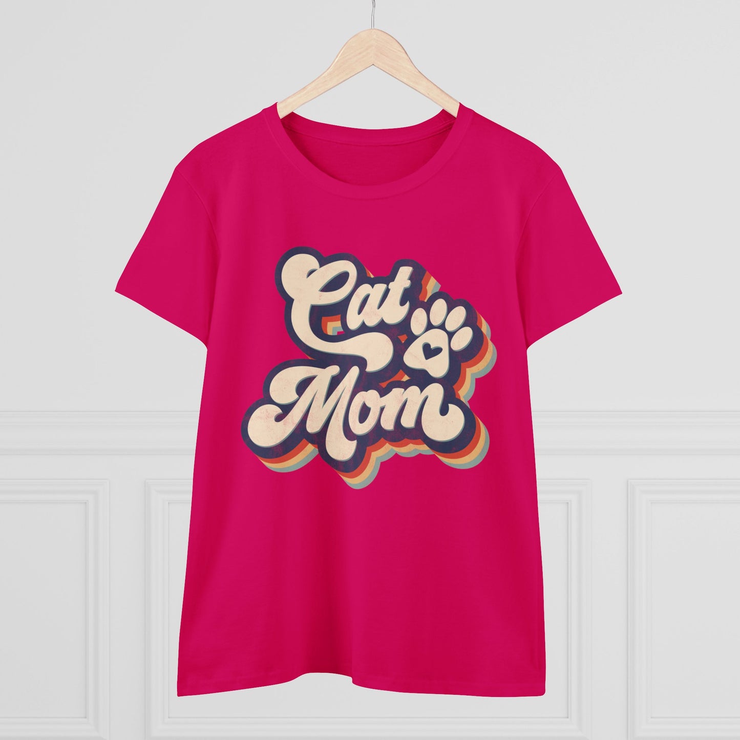 Cat Mom Women's Midweight Cotton Tee