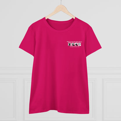 Helping Paw - Back Printed Women's Midweight Cotton Tee - Foster Adopt Donate Paw Print Tee