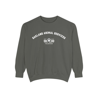OAS Varsity Unisex Garment-Dyed Sweatshirt - Oakland Animal Services Charity Apparel