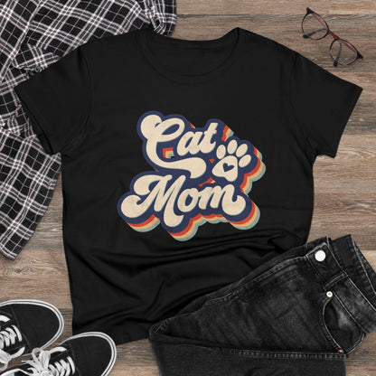 Cat Mom Women's Midweight Cotton Tee