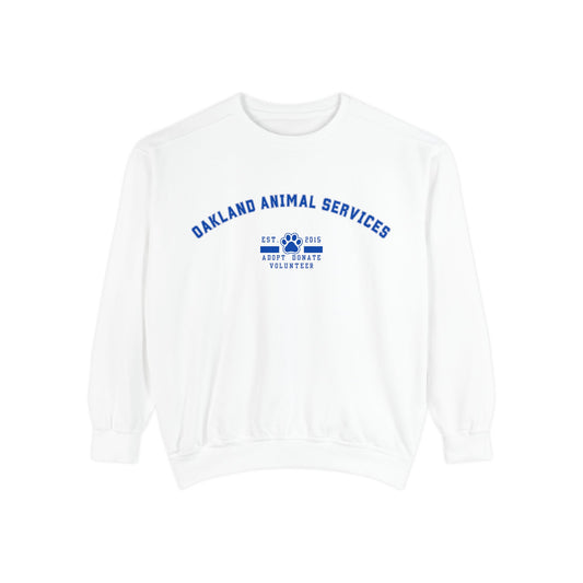 OAS Varsity Unisex Garment-Dyed Sweatshirt - Oakland Animal Services Charity Apparel