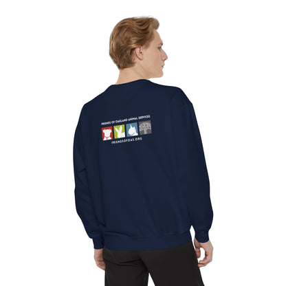 OAS Varsity Unisex Garment-Dyed Sweatshirt - Oakland Animal Services Charity Apparel