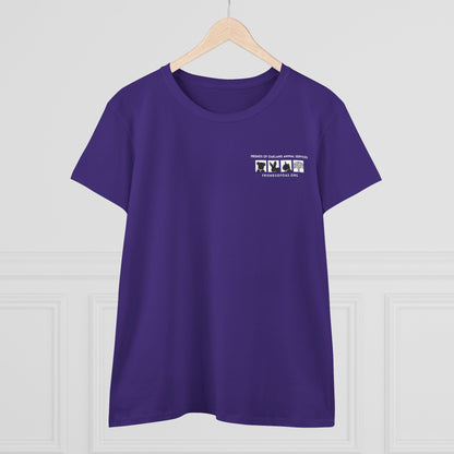 Helping Paw - Back Printed Women's Midweight Cotton Tee - Foster Adopt Donate Paw Print Tee
