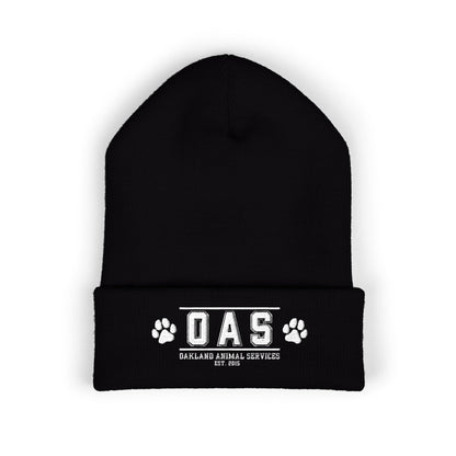 OAS Custom Embroidered Classic Cuffed Beanie - Bright Yellow Paw Print Design