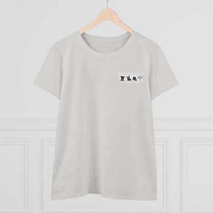 Helping Paw - Back Printed Women's Midweight Cotton Tee - Foster Adopt Donate Paw Print Tee