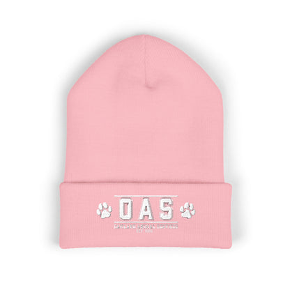 OAS Custom Embroidered Classic Cuffed Beanie - Bright Yellow Paw Print Design