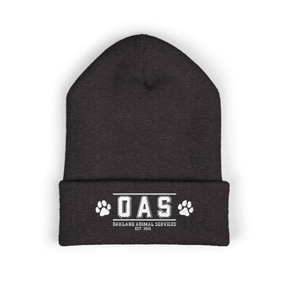 OAS Custom Embroidered Classic Cuffed Beanie - Bright Yellow Paw Print Design