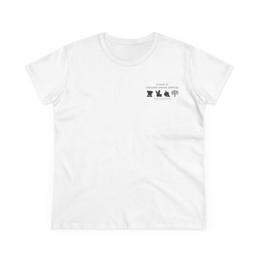 Helping Paw - Back Printed Women's Midweight Cotton Tee - Foster Adopt Donate Paw Print Tee