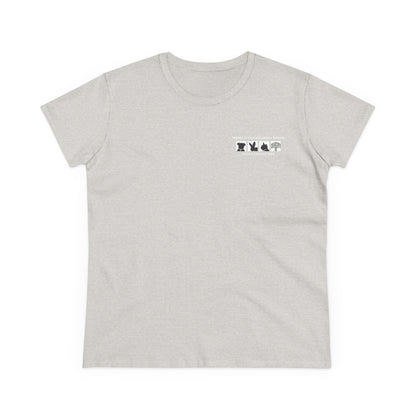 Helping Paw - Back Printed Women's Midweight Cotton Tee - Foster Adopt Donate Paw Print Tee