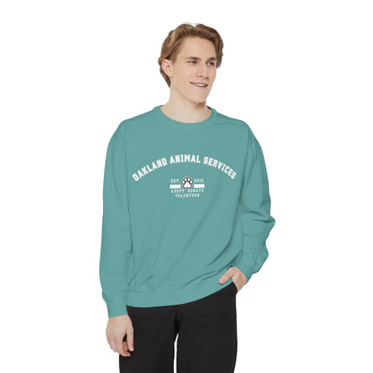 OAS Varsity Unisex Garment-Dyed Sweatshirt - Oakland Animal Services Charity Apparel