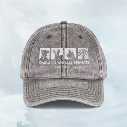 OAS Logo Vintage Embroidered Animal Rescue Cap - Grey Baseball Hat for Pet Lovers
