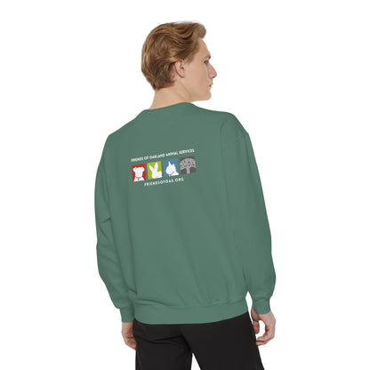 OAS Varsity Unisex Garment-Dyed Sweatshirt - Oakland Animal Services Charity Apparel