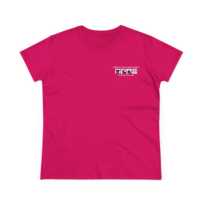 Helping Paw - Back Printed Women's Midweight Cotton Tee - Foster Adopt Donate Paw Print Tee