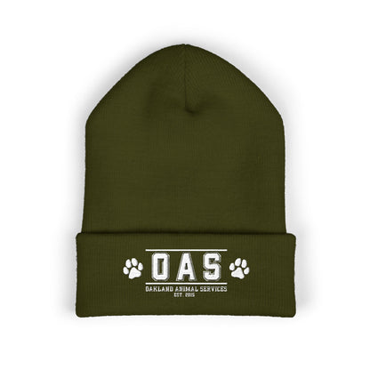 OAS Custom Embroidered Classic Cuffed Beanie - Bright Yellow Paw Print Design